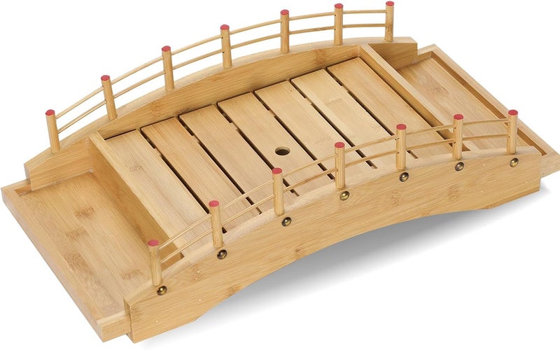 LEQC Wooden Sushi Boat Bridge – Large Sushi Serving Tray for Japanese Food Display, Sushi Platter, Sushi Train Dining, Party Serving Board, Restaurant & Home Kitchen Decoration(17.2X8.4X5.2in) - Image 1